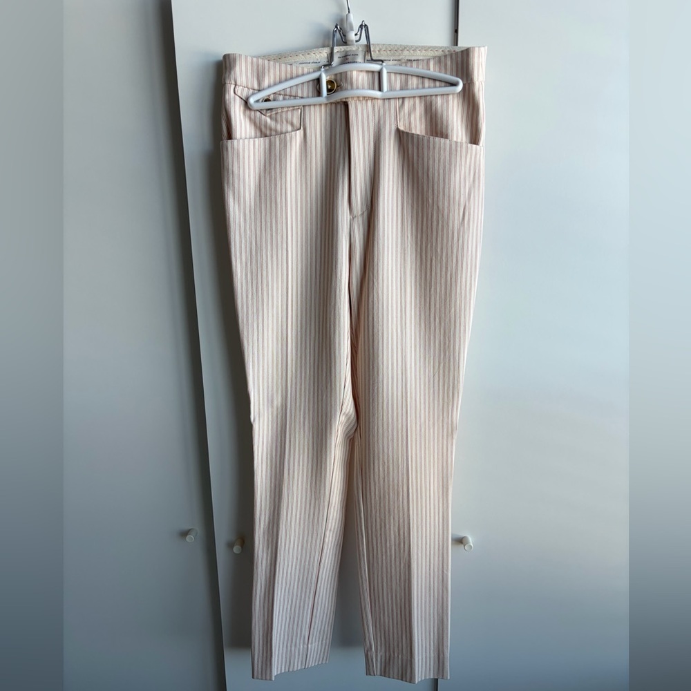 Anthropologie Cream and Pink Slim Pants Size 0 NWOT